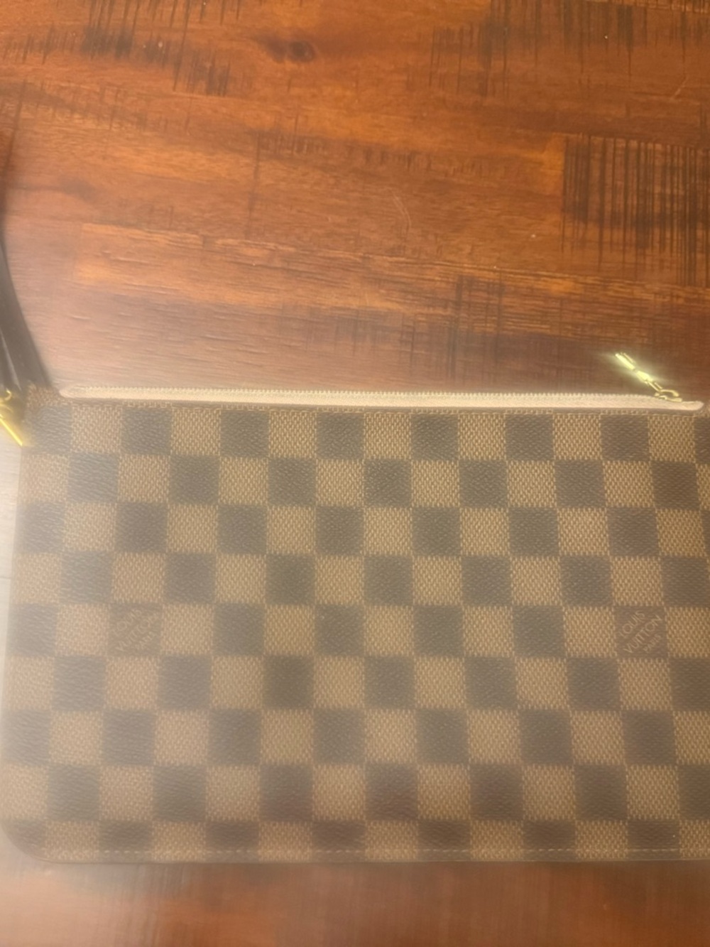 Louis Vuitton Damier Ebene Neverfull GM Pochette/Wrist Wallet Authentic - Picture 6 of 14